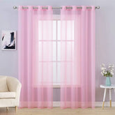 MIULEE Pink Solid Sheer Curtains Elegant Grommet Window Voile Panels Drapes Treatment 2 Panels - Miulee